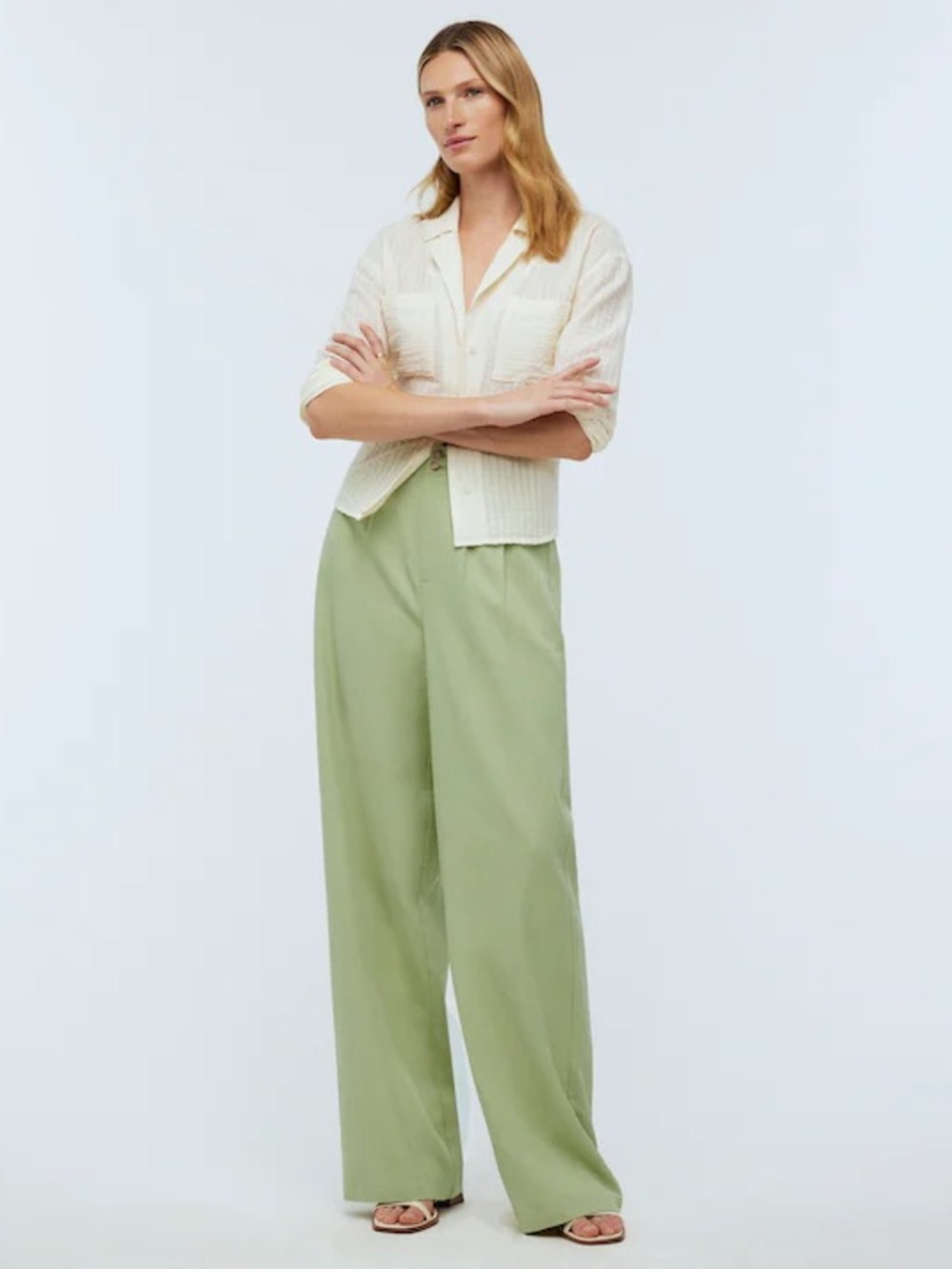 Madewell The Harlow Wide-Leg Pant Pale Lemongrass Size 0